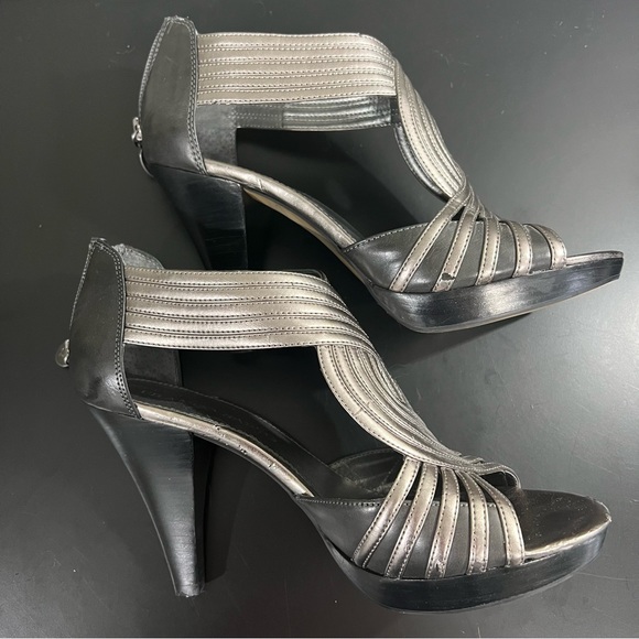 EUC Franco Sarto Metallic Silver and Dark Grey Heels 8.5 - Picture 5 of 15